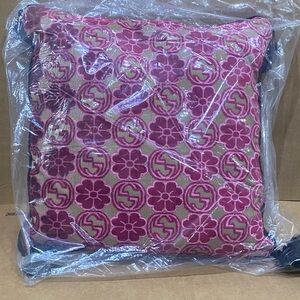 Gucci Green and Cream Plaid Pillow 17” square